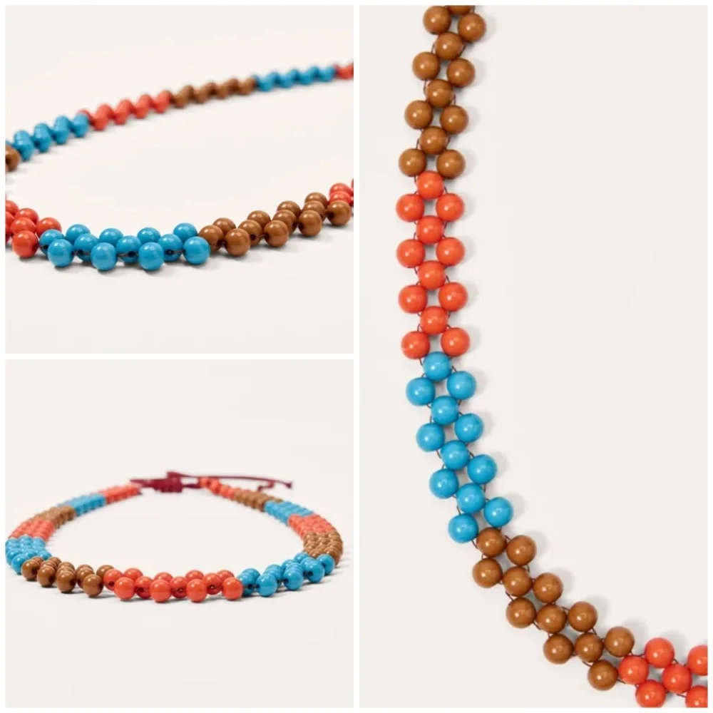 Zara Bead Necklace On Textile Cord Adjustable Length